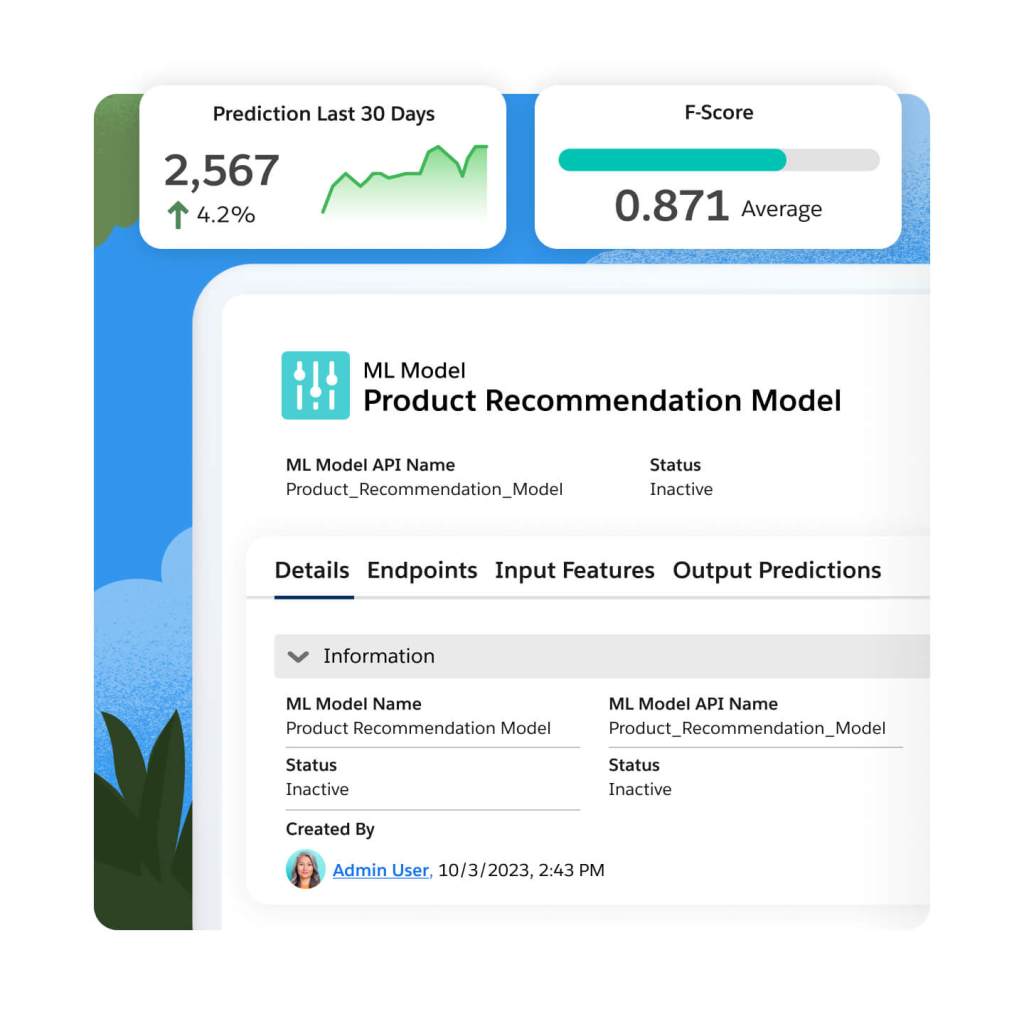 Image of a dashboard for an external artificial intelligence model. 