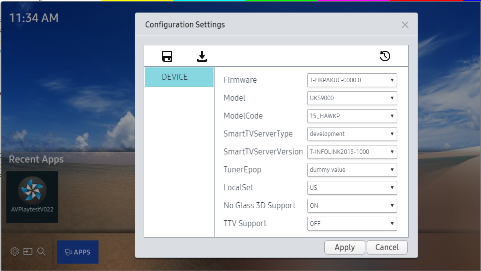 Figure 8. TV model configuration