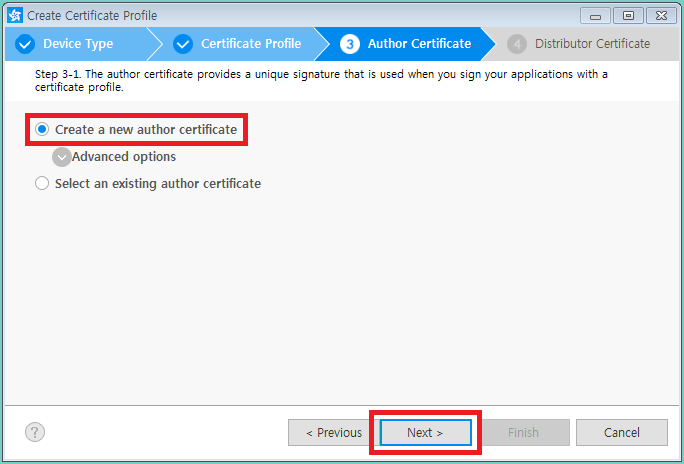 Figure 7. Create new author certificate