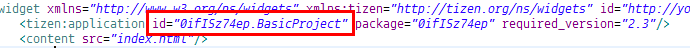 Figure 6. Application ID in "config.xml" file