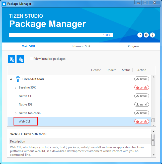 Figure 1. Web CLI package in Package Manager