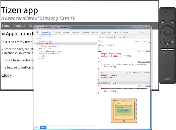 Figure 5. Emulator with Web Inspector