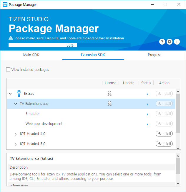 Figure 7. Extensions installing