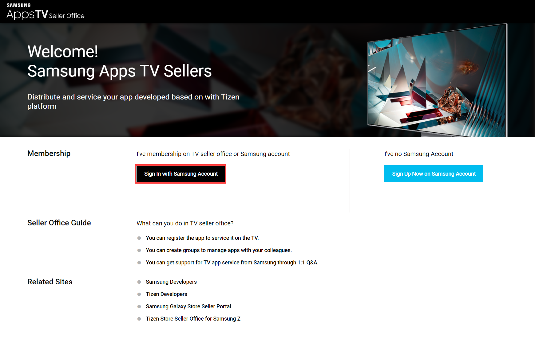 Figure 1. First screen of TV Seller Office