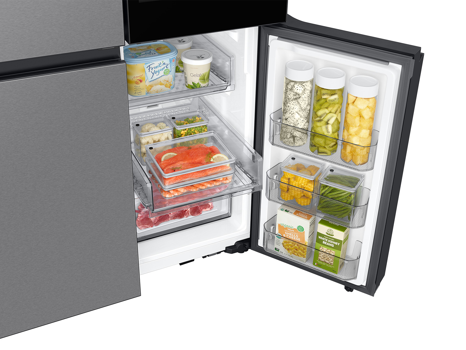 Thumbnail image of Bespoke 4-Door Flex™ Refrigerator (29 cu. ft.) with AI Family Hub™+ and AI Vision Inside™ in Stainless Steel