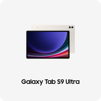 갤럭시 탭S9 Ultra 정면 뒤에 후면이 겹쳐져있는이미지, Galaxy Tab S9 Ultra 텍스트, 배너 클릭 시 제품 구매 페이지로 이동