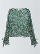 AND/OR Aurora Sheer Blouse, Green/Multi