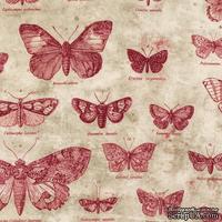 Ткань 100% хлопок - Tim Holtz Eclectic - Butterflies-Red, 45х55 см - ScrapUA.com