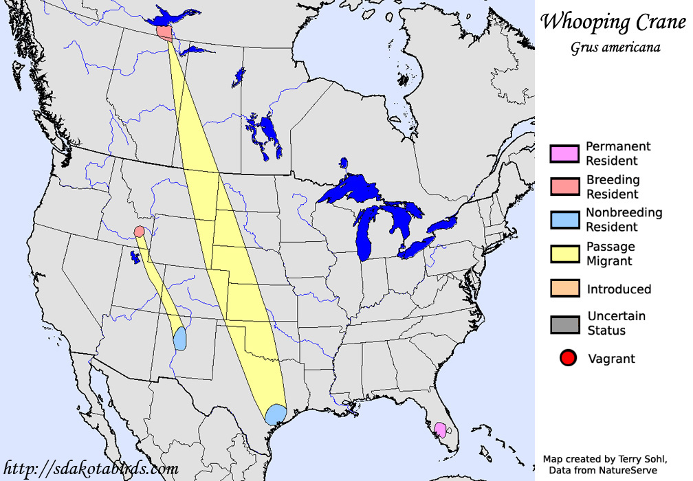 Range Map - Whooping Crane