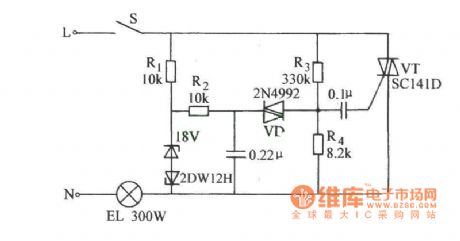 The filament lamp dual-channel thyristor lifespan prolonging circuit