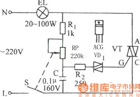 The thyristor stageless light and speed regulator circuit