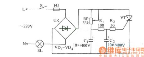 The thyristor light regulation circuit