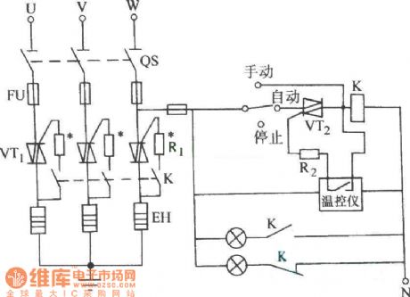 The dual-thyristor controlled 3-phase heating part circuit