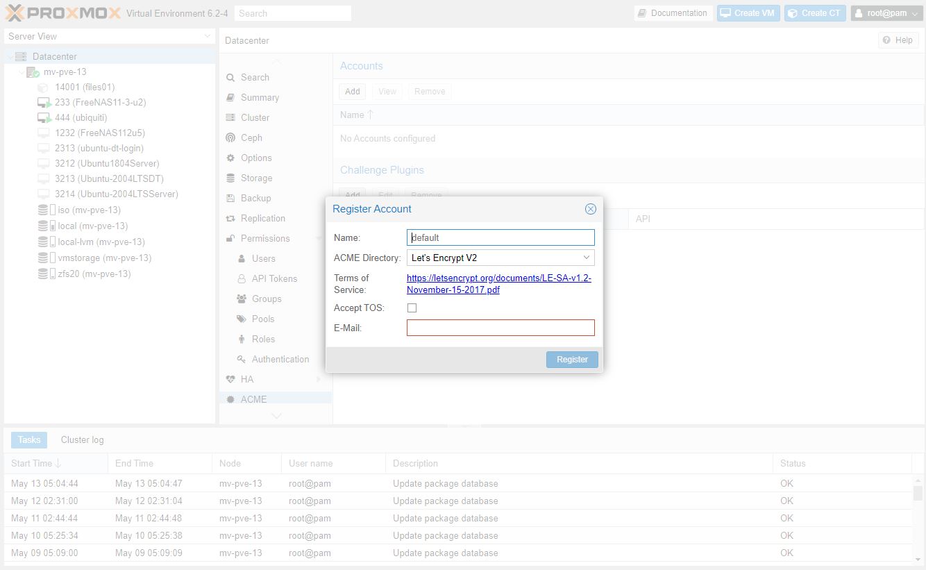 Proxmox VE 6.2 LetsEncrypt