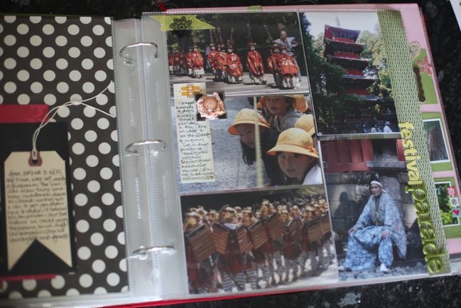 scrapbook page with divided page protectors