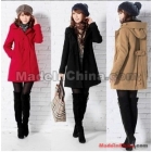 2012 autumn and winter Korean woolen Long Slim double-breasted hooded thick woolen coat jacket Free shipping three colors