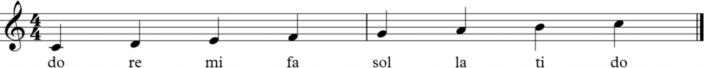 C major scale notated