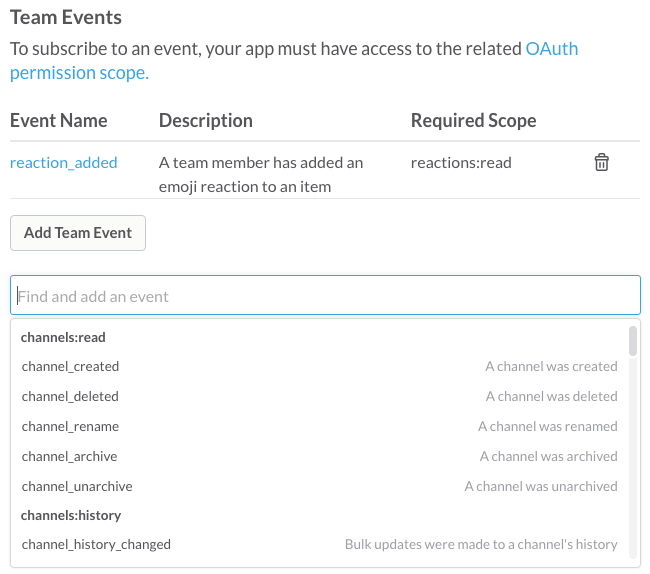 The event subscription configuration process