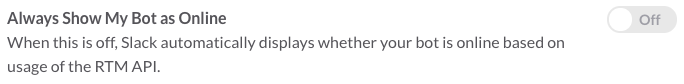 Toggling bot user presence for the events API