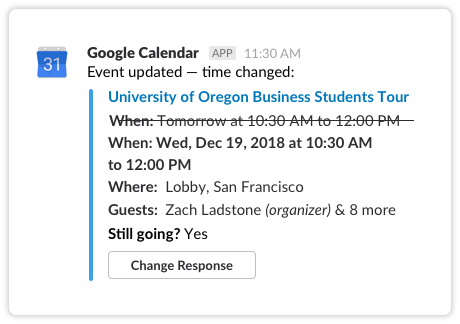 Google Calendar example