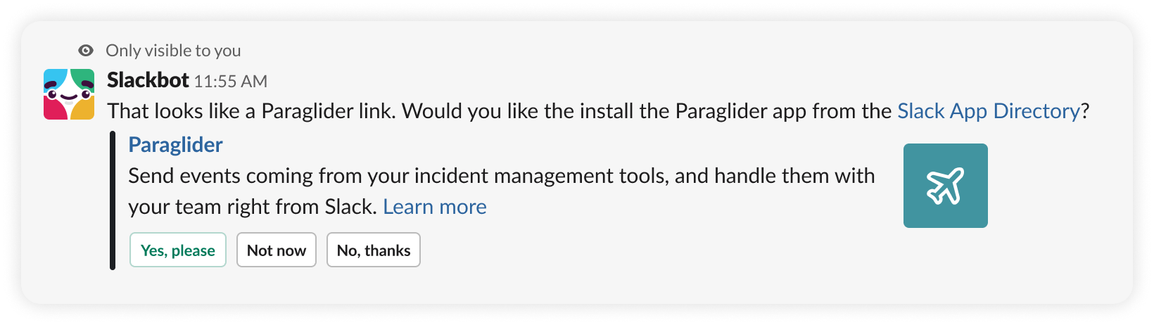 An example app suggestion for an app called Paraglider.