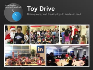 Impacting the
community positively
                                           Toy Drive
                                           Raising money and donating toys to families in need




  ©2013 LinkedIn Corporation. All Rights Reserved.
 