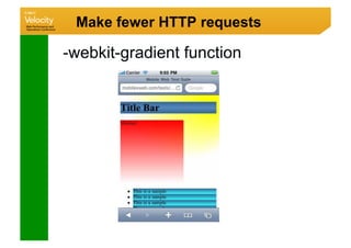 Make fewer HTTP requests

-webkit-gradient function
 