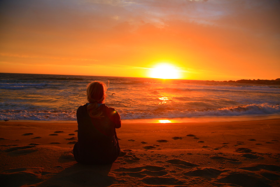 Watching the sun turn the sky orange.