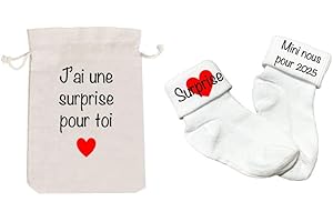 Chaussettes bébé, annonce grossesse originale, mini nous 2025, pour famille papa, grand parents, papi, mamie, tonton, tata, f