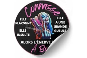 Autocollant de Voiture Humoristique "Connasse à Bord", Stickers Drôles pour Véhicule stickers voiture femme Marrant Harley Q