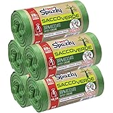 Domopak Spazzy - Sacs poubelle, système enroule & ferme, 100% recyclés par post-consommation, domestique 28 L, vert, 5 paquet