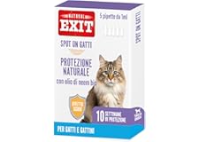 Natural Exit - Spot On Antiparassitario Naturale Per Gatti e Gattini Di Lunga Durata, 5 Pipette Da 1ml, Protegge Da Pulci, Ze