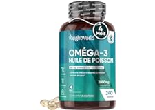 Oméga 3 Huile de Poissons Sauvages 2000mg - 240 Gélules (4Mois) Haute Concentration, 660mg EPA + 440mg DHA, Acides Gras Essen