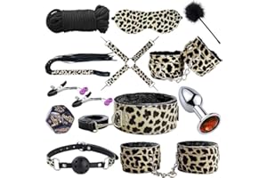 Sex Bondage BDSM Kit Restraints - 12PCS Leopard Print Restraints Adult Sex Toys Bondage Gear & Accessories for Couples Game (