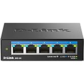 D-Link 5-Port 2.5GB Unmanaged Gaming Switch with 5 x 2.5G - Multi-Gig, Network, Fanless, Plug & Play (DMS-105),Black