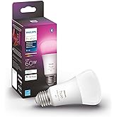 Philips Hue Smart 60W A19 LED Bulb - White and Color Ambiance Color-Changing Light - 1 Pack - 800LM - E26 - Indoor - Control 