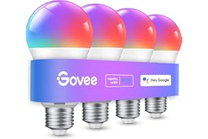 Govee Smart Light Bulbs, Color Changing Light Bulb, Work with Alexa and Google Assistant, 16 Million Colors RGBWW, WiFi & Blu