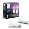 Philips Hue Smart 60W A19 LED Bulb - White and Color Ambiance Color-Changing Light - 2 Pack - 800LM - E26 - Indoor - Control 