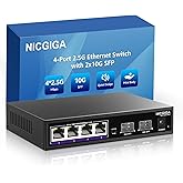 NICGIGA 6 Port 2.5G Ethernet Switch with 4X 2500Mbps + 2X 10G SFP Uplink Port , Unmanaged 2.5Gb Network Switch, One-Key VLAN,