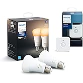 Philips Hue Motion Sensor + White Ambiance A19 LED Smart Bulb 2-Pack, Compatible with Alexa, Apple Homekit and Google Assista