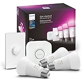 Philips Hue Smart Light Starter Kit - Includes (1) Bridge, (1) Smart Button and (3) Smart 75W A19 LED Bulbs - White and Color