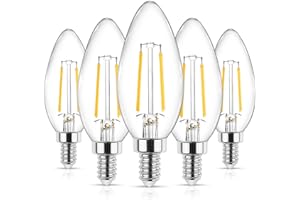 Ascher E12 LED Classic Candelabra Clear Light Bulb, 4W, Equivalent 40W, Warm White 2700K, Filament Clear Glass, Non-Dimmable,