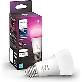 Philips Hue Smart 75W A19 LED Bulb - White and Color Ambiance Color-Changing Light - 1 Pack - 1100LM - E26 - Indoor - Control