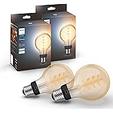 Philips Hue Smart 60W G25 Filament LED Bulb - White Ambiance Warm-to-Cool White Light - 2 Pack - 550LM - E26 - Indoor - Contr