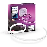 Philips Hue Lightstrip Starter Kit (6ft Light Strip, Base Plug, Hue Hub), Compatible with Alexa, Google Assistant, White