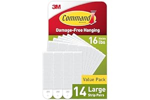 Command Large Picture Hanging Strips, White, Holds up to 16 lbs, 14-Pairs, Easy to Open Packaging