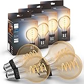 Philips Hue Smart 60W G25 Filament LED Bulb - White Ambiance Warm-to-Cool White Light - 4 Pack - 550LM - E26 - Indoor - Contr