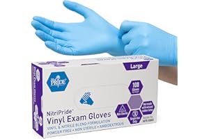 MED PRIDE NitriPride Nitrile-Vinyl Blend Exam Gloves, Large 100 - Powder Free, Latex Free & Rubber Free - Single Use Non-Ster