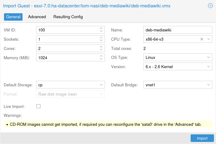 Proxmox Import Wizard