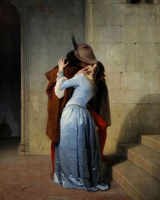 Représentation du tableau "Le baiser" de Hayez.